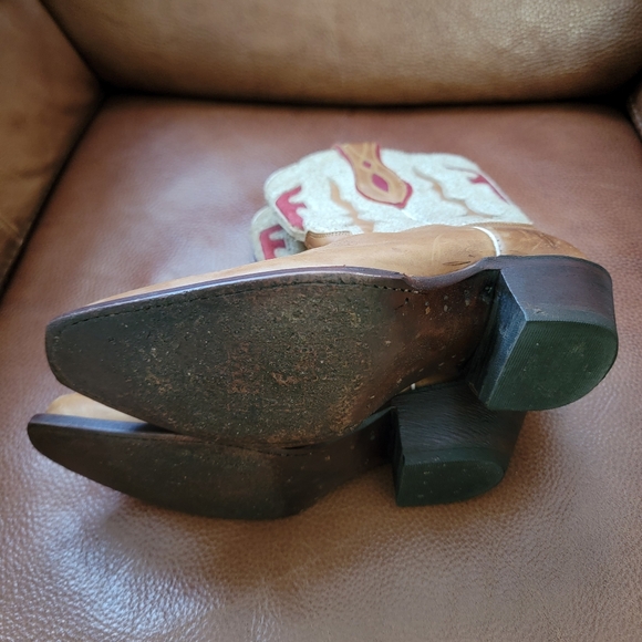 Frye Lilly Tan Brown Leather Cowgirl Western Cowboy Boots, Size 7.5 - Picture 7 of 7